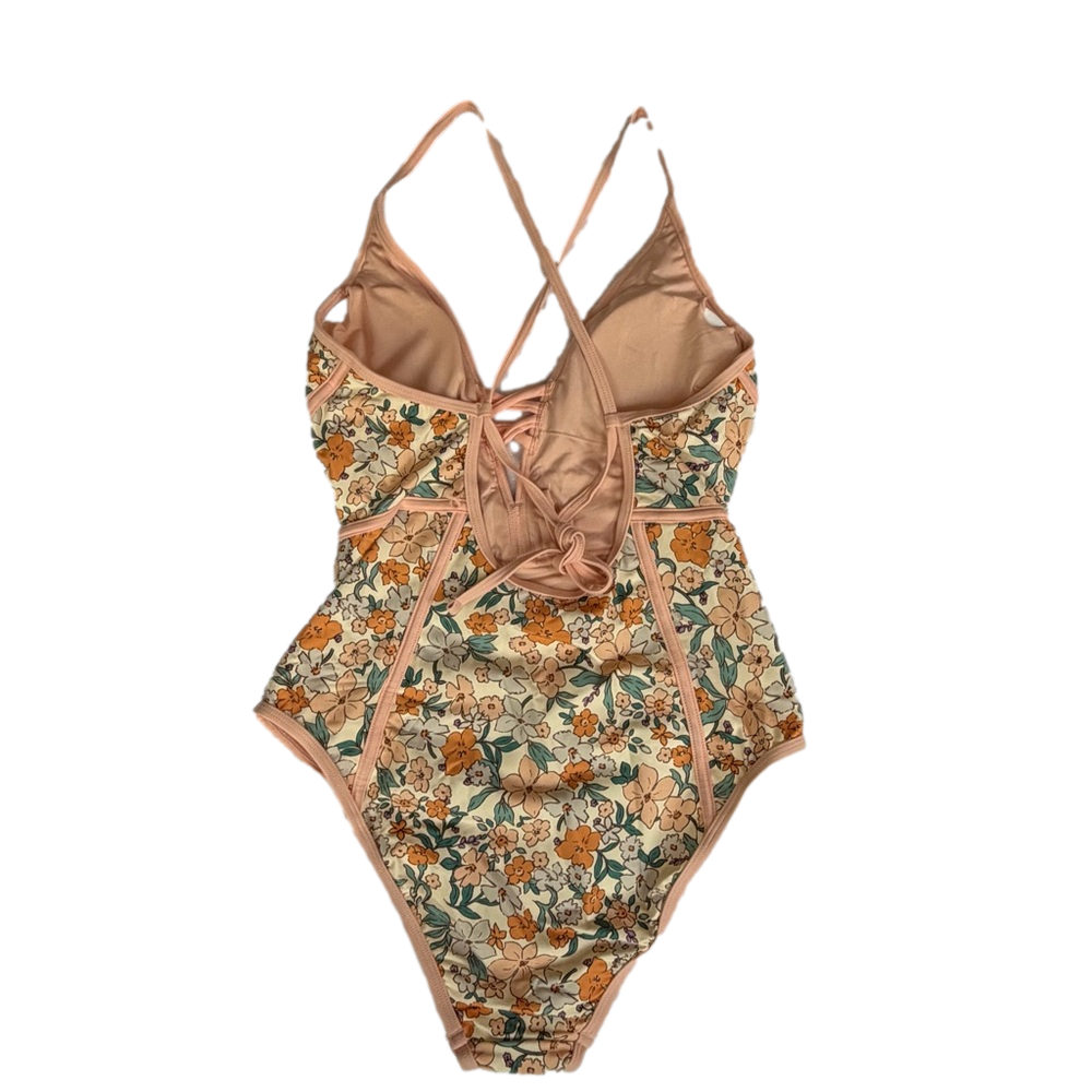 CupShe NEW Women's Floral Apricot One Piece With Front Criss Cross Detail - Picture 7 of 14